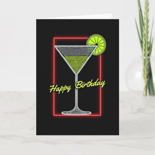 Carte d'anniversaire Cocktail Néon (Devant)