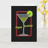 Carte d'anniversaire Cocktail Néon (Fleur jaune)