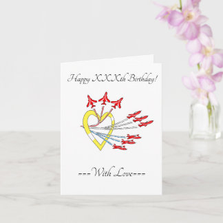 Carte d'anniversaire Cœur aux avions à réaction ro