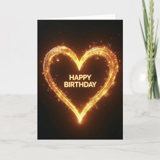 Carte d'anniversaire Cœur Doré (Devant)