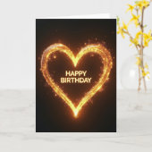 Carte d'anniversaire Cœur Doré (Fleur jaune)