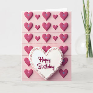 Carte d'anniversaire Cœur Magenta