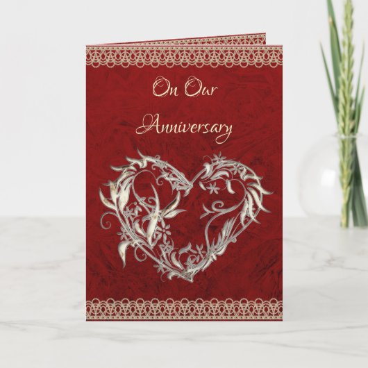 Carte d'anniversaire Cœur, Perles & Roses (Devant)
