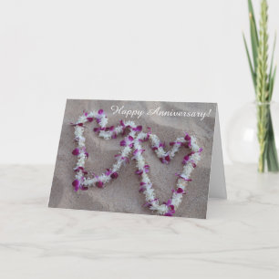 Carte d'anniversaire Cœurs de Lei Hawaïens dans le