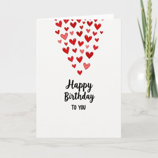 Carte d'anniversaire Cœurs doux (Devant)