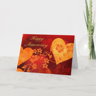 Carte d'anniversaire Coeurs et Fleurs