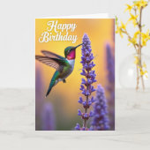 Carte d'anniversaire Colibri (Fleur jaune)