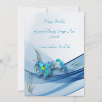 Carte d'anniversaire colibri et vague bleue