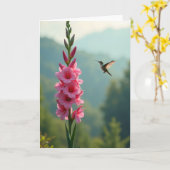 Carte d'anniversaire Colibri Floral (Fleur jaune)