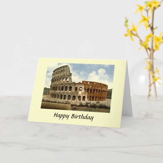 Carte d'anniversaire - Colisée, Rome (Fleur jaune)