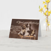 Carte d'anniversaire Collie vintage (Fleur jaune)