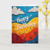 Carte d'anniversaire Collines Superposées (Fleur jaune)