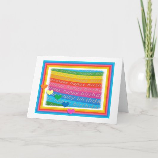 Carte d'anniversaire colorée avec coeur (Devant)