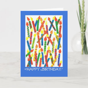 Carte d'anniversaire colorée - Bougies de gâteau d