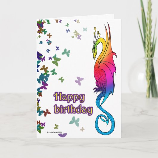 Carte d'anniversaire colorée de dragon (Devant)
