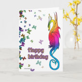Carte d'anniversaire colorée de dragon (Fleur jaune)