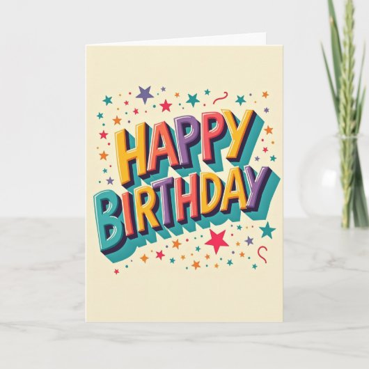 Carte d'anniversaire colorée empilée (Devant)