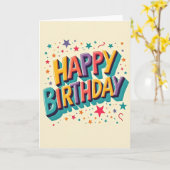 Carte d'anniversaire colorée empilée (Fleur jaune)