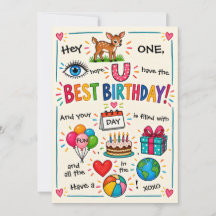 Carte d'anniversaire colorée et amusante