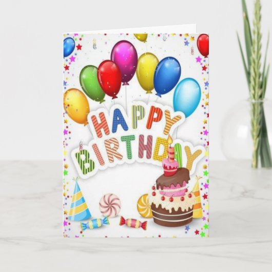 Carte d'anniversaire colorée et heureuse (Devant)