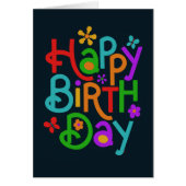 Carte d'anniversaire colorée et heureuse (Devant)