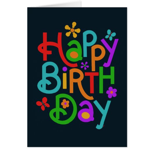 Carte d'anniversaire colorée et heureuse (Devant)