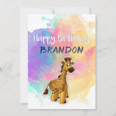 Carte d'anniversaire colorée Giraffe (Devant)