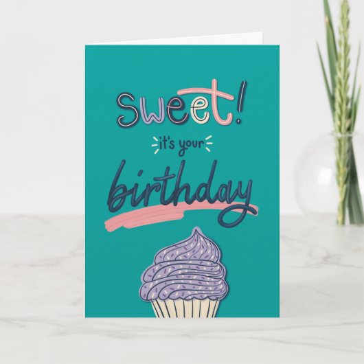 Carte d'anniversaire colorée moderne Cupcake (Devant)