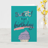 Carte d'anniversaire colorée moderne Cupcake (Fleur jaune)