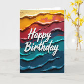 Carte d'anniversaire colorée ondulée (Fleur jaune)