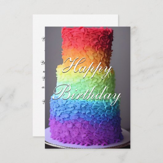 Carte d'anniversaire colorée Rainbow Cake (Devant / Derrière)