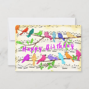 Carte d'anniversaire Colorful Musical Spring Birds