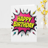 Carte d'anniversaire Comic Burst (Fleur jaune)