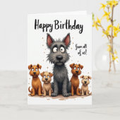 Carte d'anniversaire Comical Pups (Fleur jaune)