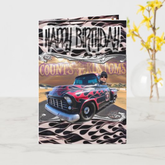 Carte d'anniversaire compte kustoms (Fleur jaune)