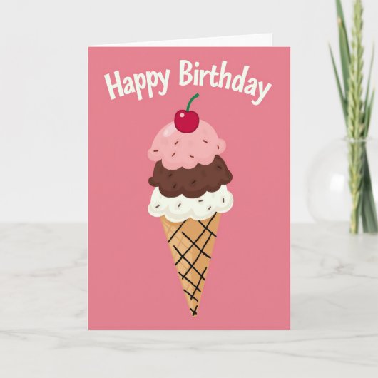 Carte d'anniversaire Cône de Dessert Sucré (Devant)