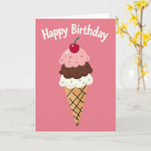 Carte d'anniversaire Cône de Dessert Sucré (Fleur jaune)