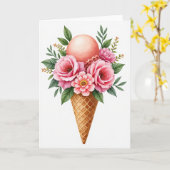 Carte d'anniversaire Cône Floral (Fleur jaune)