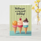 Carte d'anniversaire Cône Pastel (Fleur jaune)