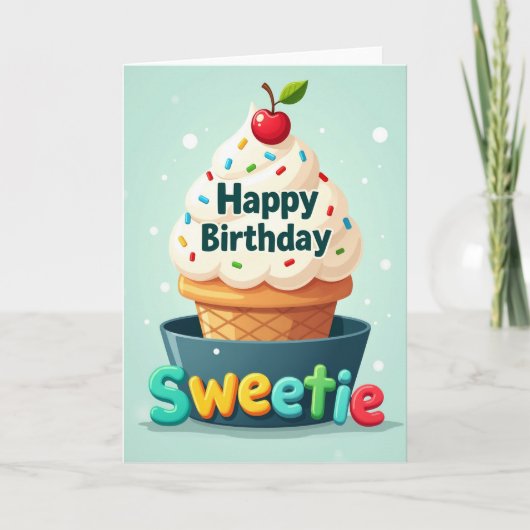 Carte d'anniversaire Cône Saupoudré (Devant)