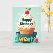 Carte d'anniversaire Cône Saupoudré (Fleur jaune)
