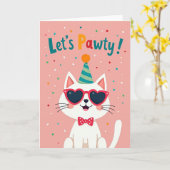 Carte d'anniversaire Confetti Chat de Fête (Fleur jaune)