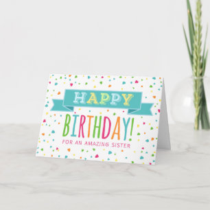Carte d'anniversaire Confetti Soeur colorée