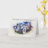 Carte d'Anniversaire Convertible Classic Car Guy (Fleur jaune)