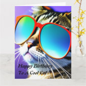 Carte d'anniversaire Cool Cat (Fleur jaune)