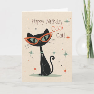 Carte d'anniversaire Cool Cat Mid-Cen drôle