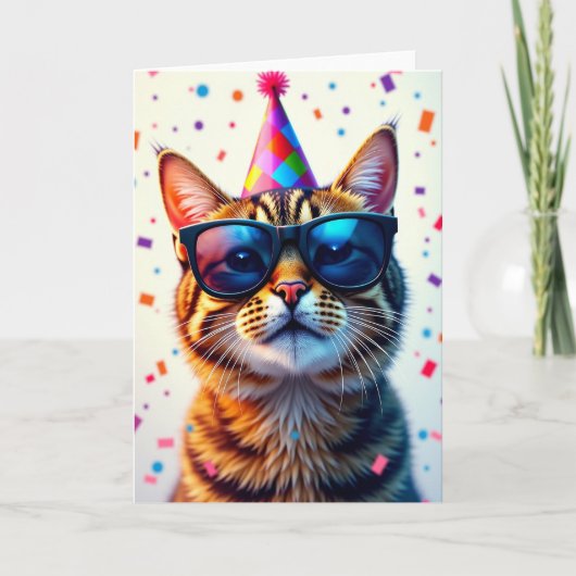 Carte d'anniversaire Cool Cat Shades (Devant)