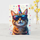 Carte d'anniversaire Cool Cat Shades (Fleur jaune)
