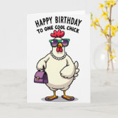 Carte d'anniversaire Cool Chick Art (Fleur jaune)