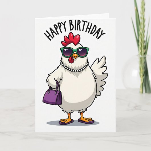 Carte d'anniversaire Cool Chicken (Devant)